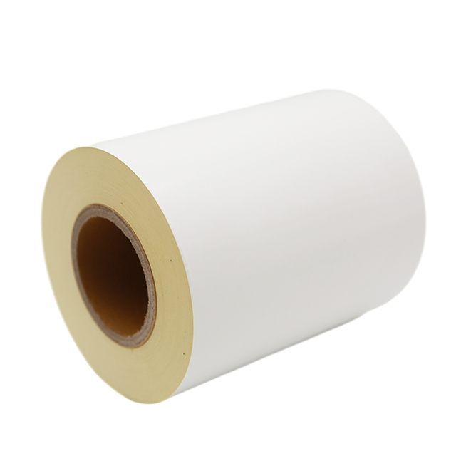 Papier thermique POS 65 g/m&sup2; + adh&eacute;sif thermofusible antigel + papier antiadh&eacute;sif glassine jaune 50 g/m&sup2;